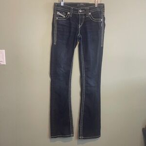 Silver Jeans Co Womens Low Rise Casual Y2k Bootcut Denim Skinny Jeans Blue 26X33